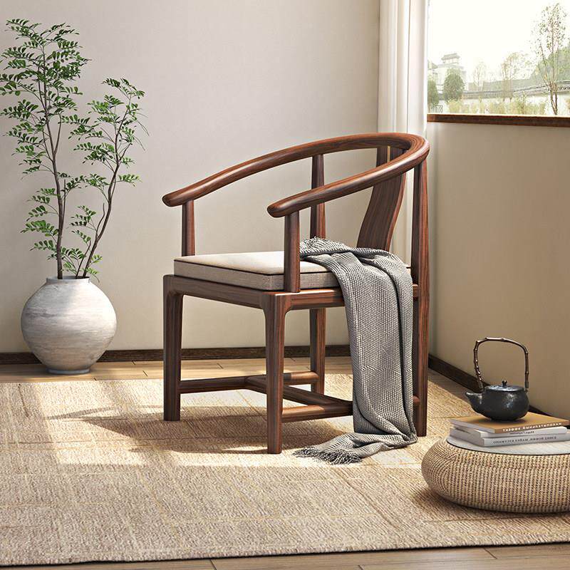 黑胡桃木实木椅子太师椅主人椅家用卧室办公椅子靠椅办公椅官帽椅