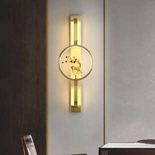 壁灯现代简约客厅卧室床头楼梯过道电视背景墙艺术壁灯 全铜新中式