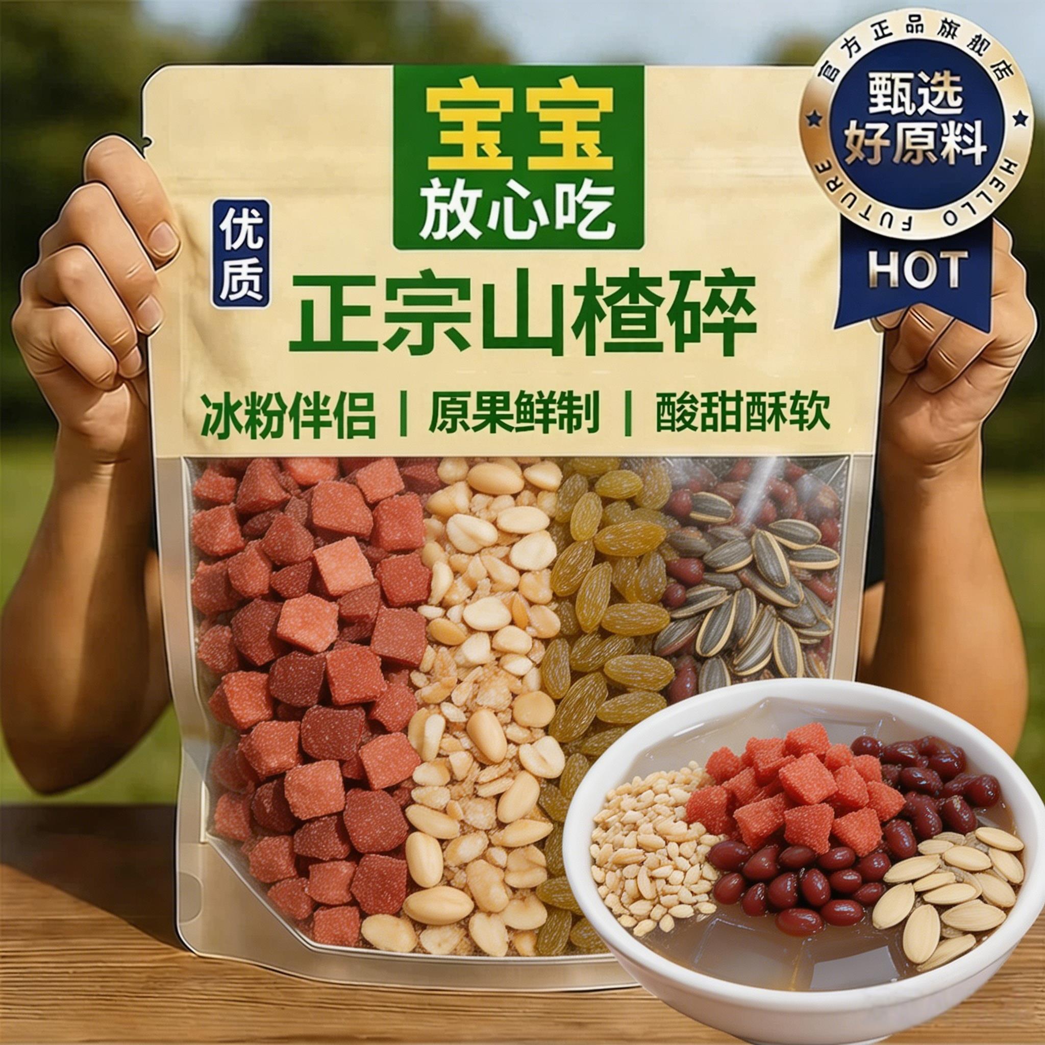 山楂碎500g商用山楂片丁花生碎冰粉炒酸奶烧仙草藕粉配料伴侣专用