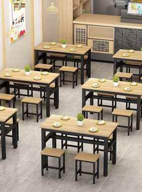 饭店食堂面馆餐小吃店桌子新档款店大排餐桌长ROR椅方形餐桌商用