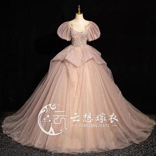 森系晚礼服高端轻奢小众大拖尾主持人年会学生艺考演出服走秀绝美