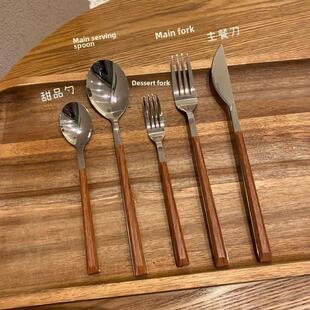 不锈钢勺子和叉子长柄风格家居精美西餐餐具牛排刀，叉子和勺子甜