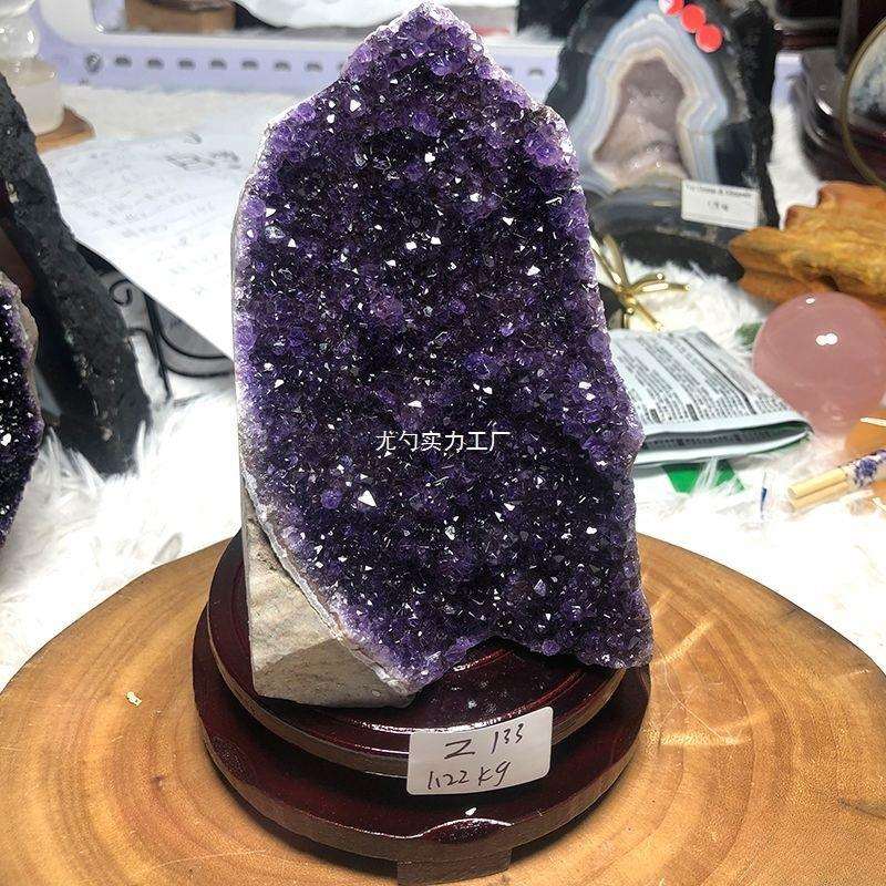 乌拉圭紫水晶原石天然水晶原矿黄水晶摆件消磁净化扩香石紫水晶洞