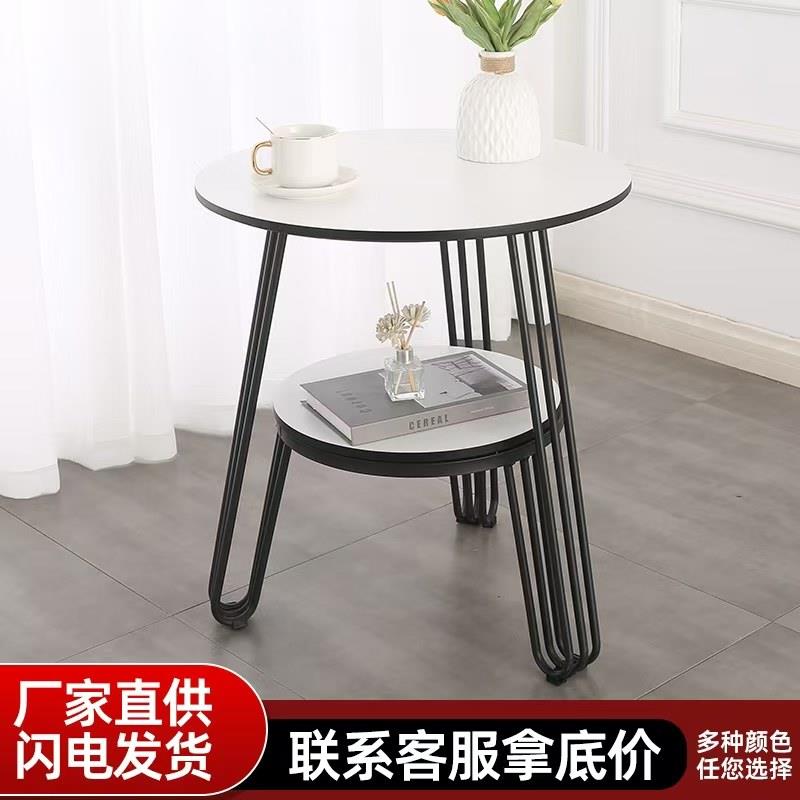 岩板小茶几圆桌休闲洽谈桌家用简约现代阳台小茶桌客厅沙发咖啡桌