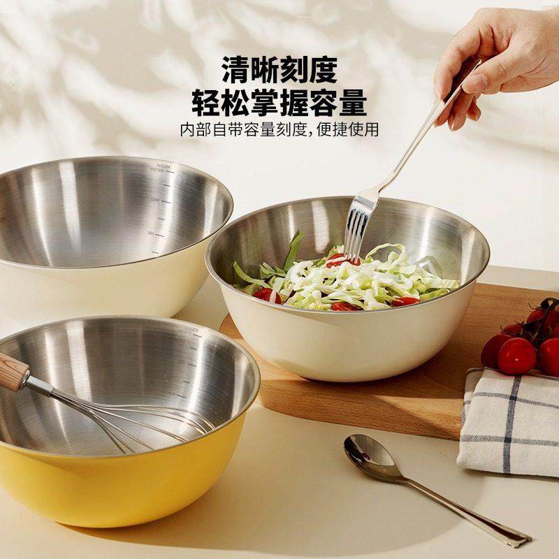 家用不锈钢沙拉碗凉拌菜料理盆和面 面揉面 面打蛋碗水果色拉大碗,餐饮具,盆,淘宝优惠券,粉丝福利购,淘宝优惠卷