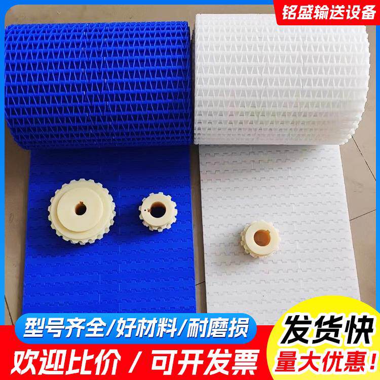 柔性塑胶网带链板传动带工业传动带塑料链轮齿轮耐高温转弯输送带