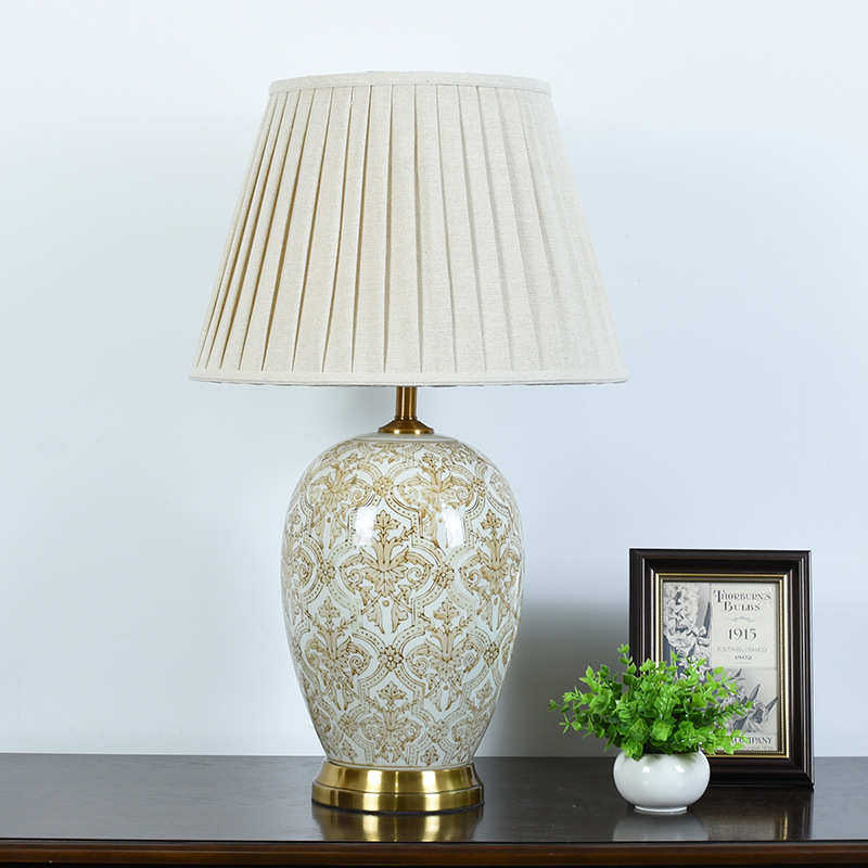 美式复古陶瓷台灯欧式卧室床头灯家用客厅摆件装饰灯创意新中式灯