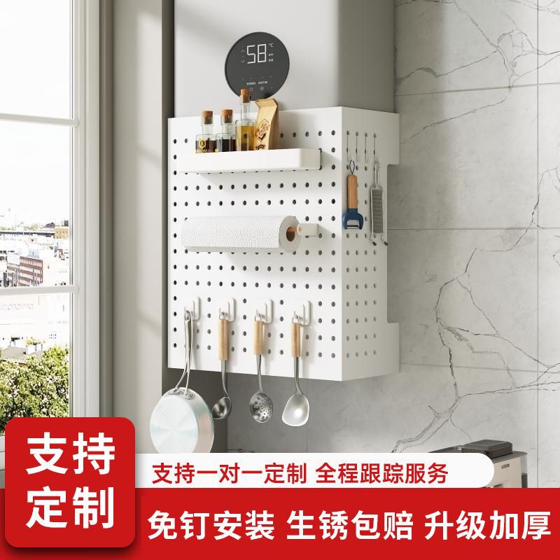 热水器打孔遮挡书桌收纳置物架