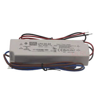 24V户外照明LED驱动35W 12V 台湾明纬恒压防水开关电源LPV