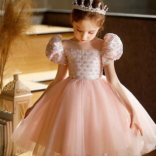 儿童礼服公主裙女童花童婚礼小女孩走秀蓬蓬纱主持人钢琴演出服定
