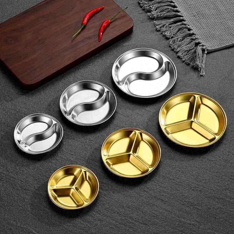 不锈钢圆形分格味碟火锅酱油醋调料碟餐厅酱料蘸料碟子金色小盘子,餐饮具,碟,淘宝优惠券,粉丝福利购,淘宝优惠卷