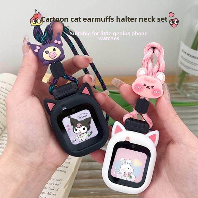 适合小天才手机表带D2/q1a/z1/d3/y8/y03猫耳吊脖绳套Q1cz3