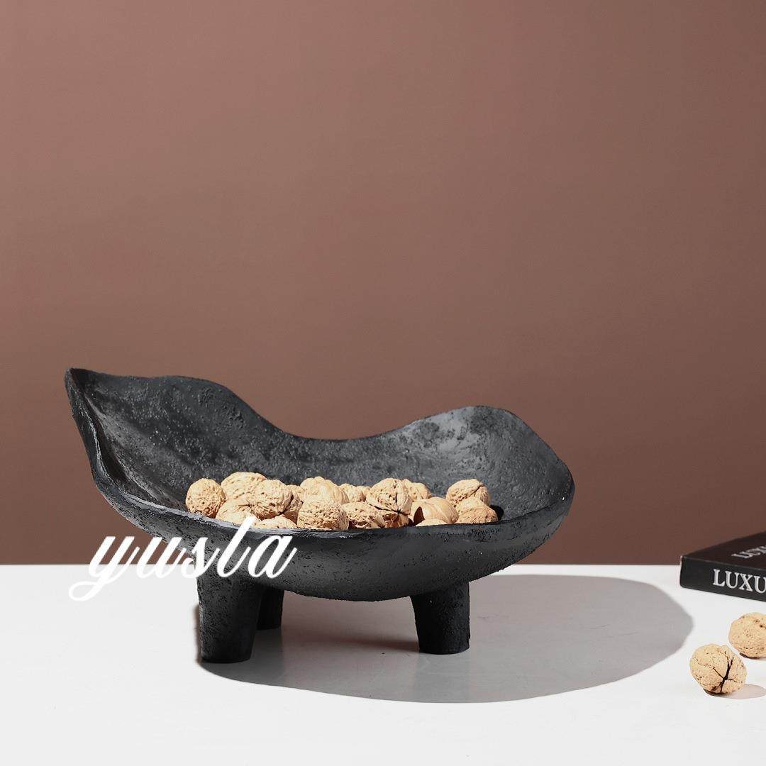 简约现代干果盘摆件样板间客厅酒店餐厅茶几收纳水果托盘软装饰品