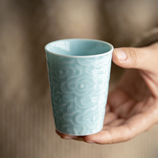 咖啡杯家居客厅水杯子创意小号茶杯可乐杯浮雕祥云品茗杯茶具