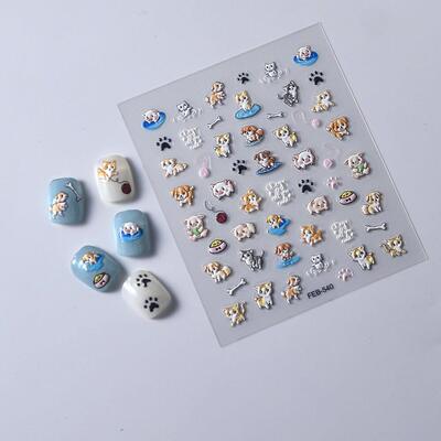 Cat Pig 5D Nail Art Stickers猫猫狗狗小猪浮雕美甲贴纸指甲饰品