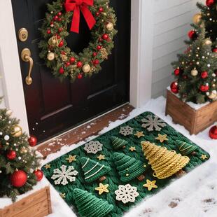 door Christmas entrance mat mat可爱卡通毛线圣诞地垫 floor