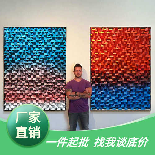 后现代简约玄关装饰画竖版木头装置艺术壁画挂画走廊过立体实物