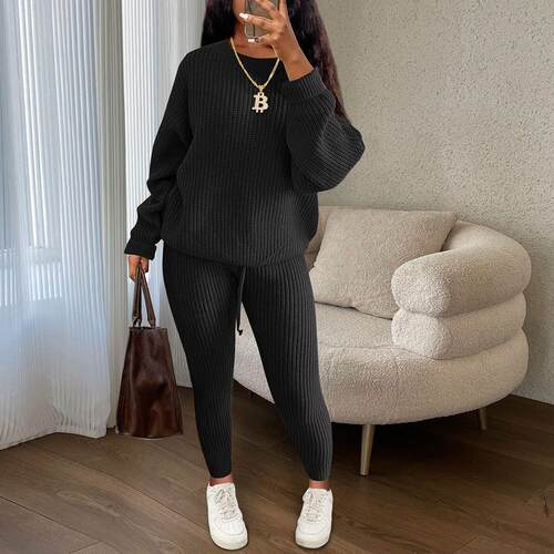 Women's Solid Drop Shoulder ? Long Sleeve ? Sweater &