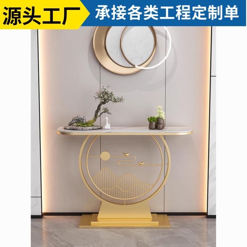 意式入户门轻奢岩板玄关条桌子铁艺靠墙超窄玄关台门厅玄关柜子