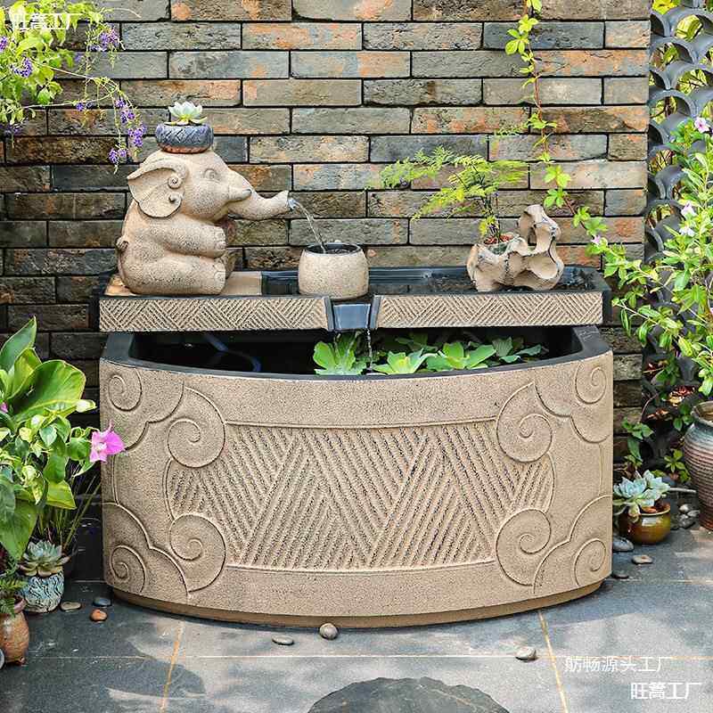 循环瀑花园流布水景观置石坊户水567外喷泉庭院阳台外假山陋室布