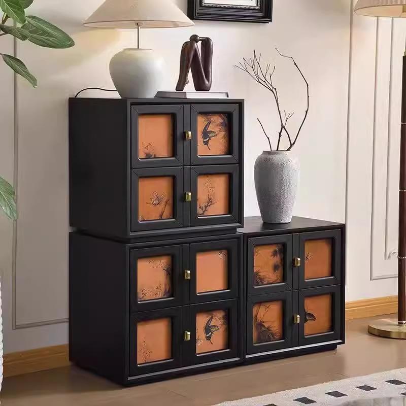 中古风实木斗柜客厅靠墙储物柜卧室收纳柜小户型抽屉式床头柜边柜