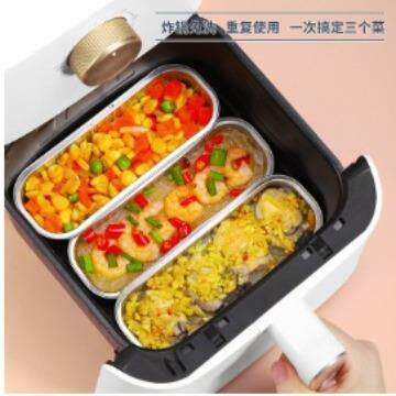 Air fryer aluminum foil tray, disposable BBQ meal box, oven