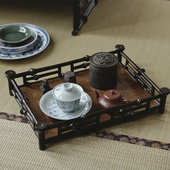 筇竹制复古干泡台置物架壶承茶杯茶壶收纳架单层中式 杯架