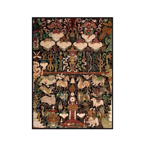 唐卡复古挂画法式中古风艺术客厅玄关装饰画侘寂酒店民宿背景壁画