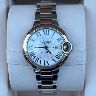 98新卡地亚蓝气球18K玫瑰金W2BB0023自动机械女手表33mm正品二手