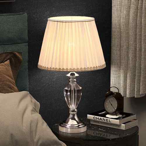 高档烨米上现代时尚简约水卧晶室床头台灯白色纯调光装饰灯具灯饰