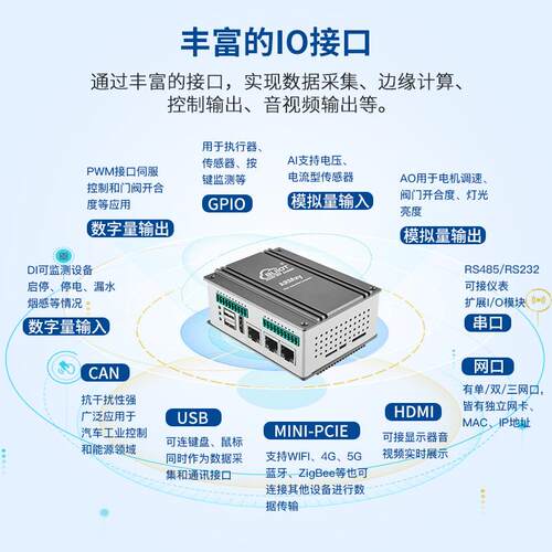 TI实时内核四核ARM工控机3网口PT100/热电偶AIO工业PLC/EMS控制