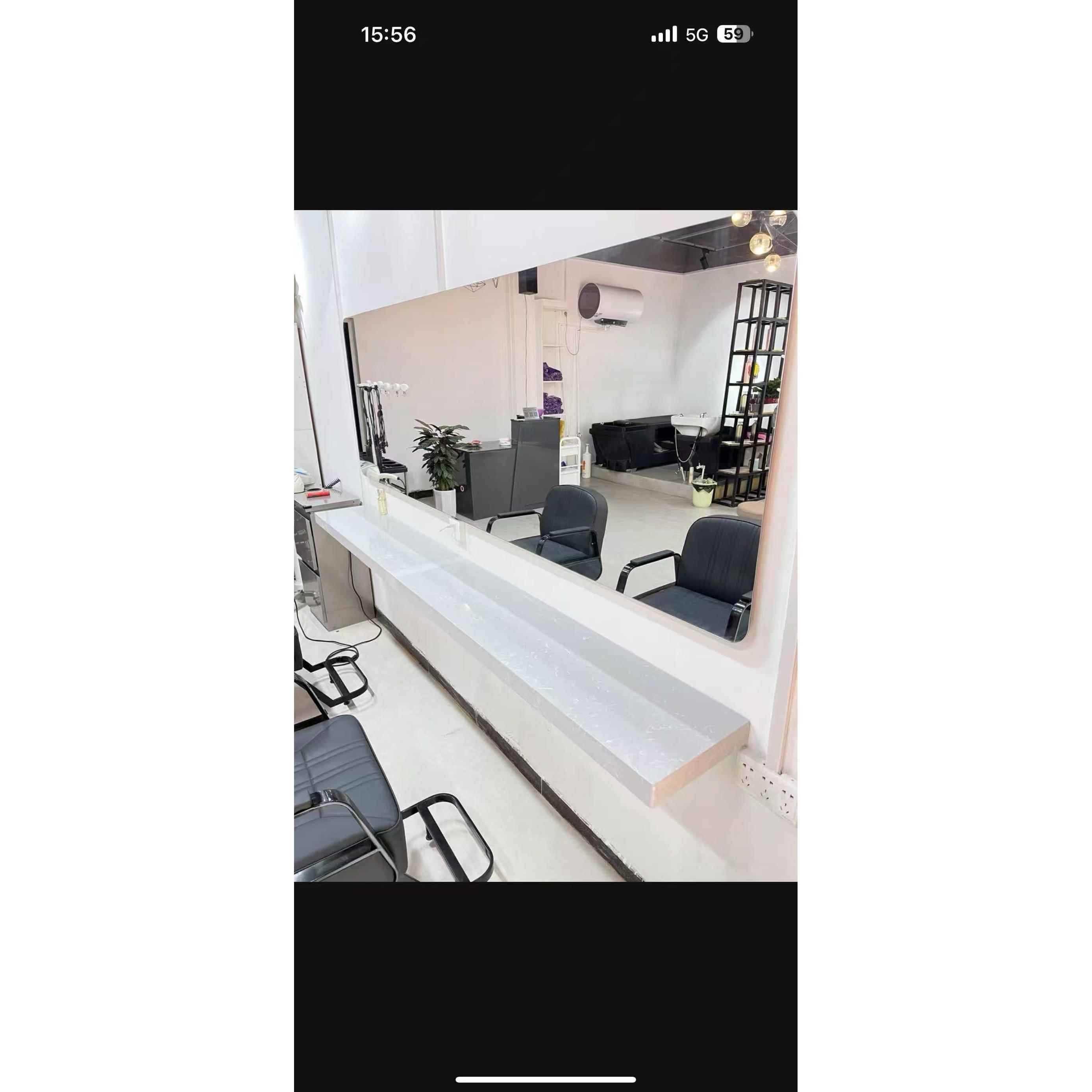 网红理髲店镜子发廊专用美发店镜台带灯美发简约单面镜剪发镜落地