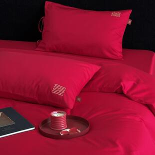 2025新款50支全棉贡缎长绒棉刺绣婚庆四件套-喜时 1.5m床单款四件