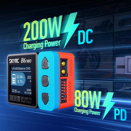 SKYRC B6neo 多语言智能平衡充电器 大功率 DC/PD双输入10A充电电