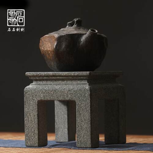 石几石刻刻中天然青石案式绿植花盆底桌面置物案台茶宠摆件AT-202