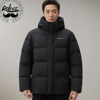 ROLENZ轻奢品牌羽绒服男短款90鹅绒服连帽休闲百搭外套加厚极寒服