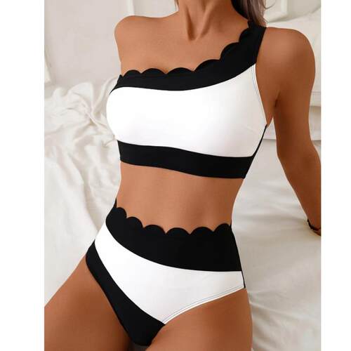 Women'S Two-Piece Bikini Set With Petal Trim Design,,
