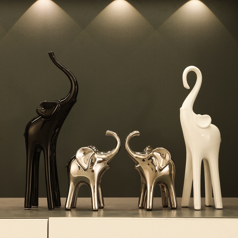 一家三四口大象摆件轻奢高档家居客厅电视柜酒柜装饰乔迁结婚送礼