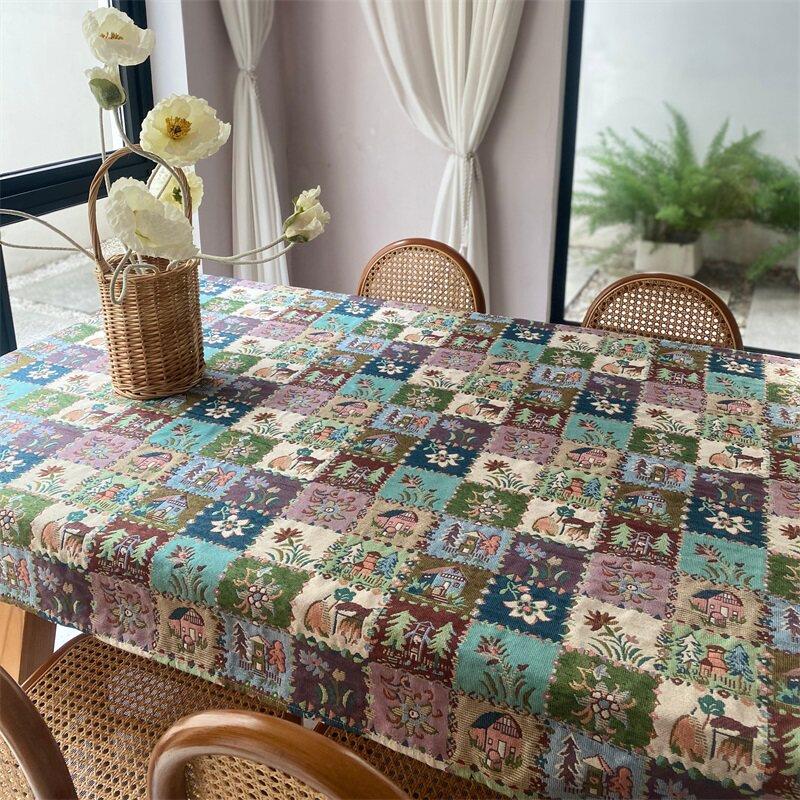特价油画 画风小清新桌布美式乡村桌旗高级感长条巾装饰盖布棉麻