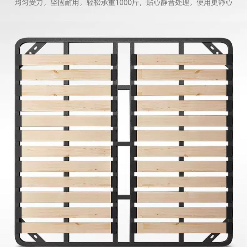 科技布软包奶床油风1.JQP8m床象耳朵卧室带灯氛围感双人网红悬浮