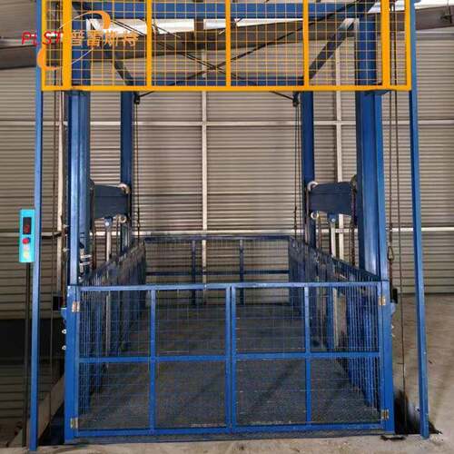 小型导轨式液压货梯举升机提货机仓库简易工业工厂两层升降平台