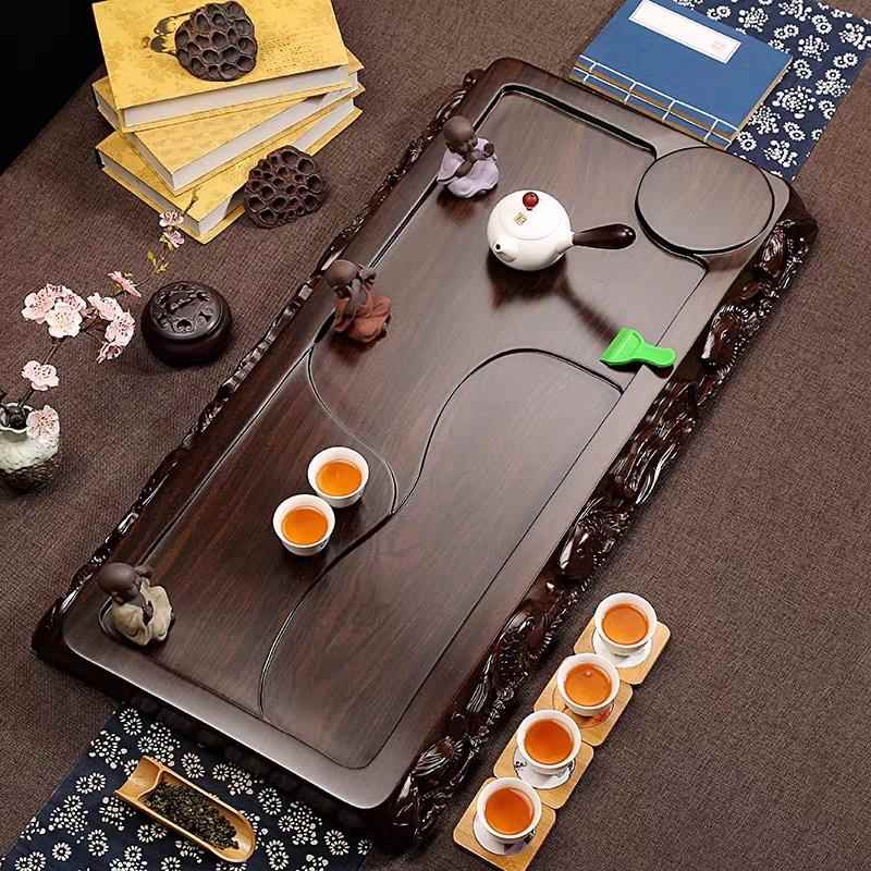 黑檀木茶盘整块天然原木功夫茶具原木红木鸡翅花梨茶托茶海茶盘厂