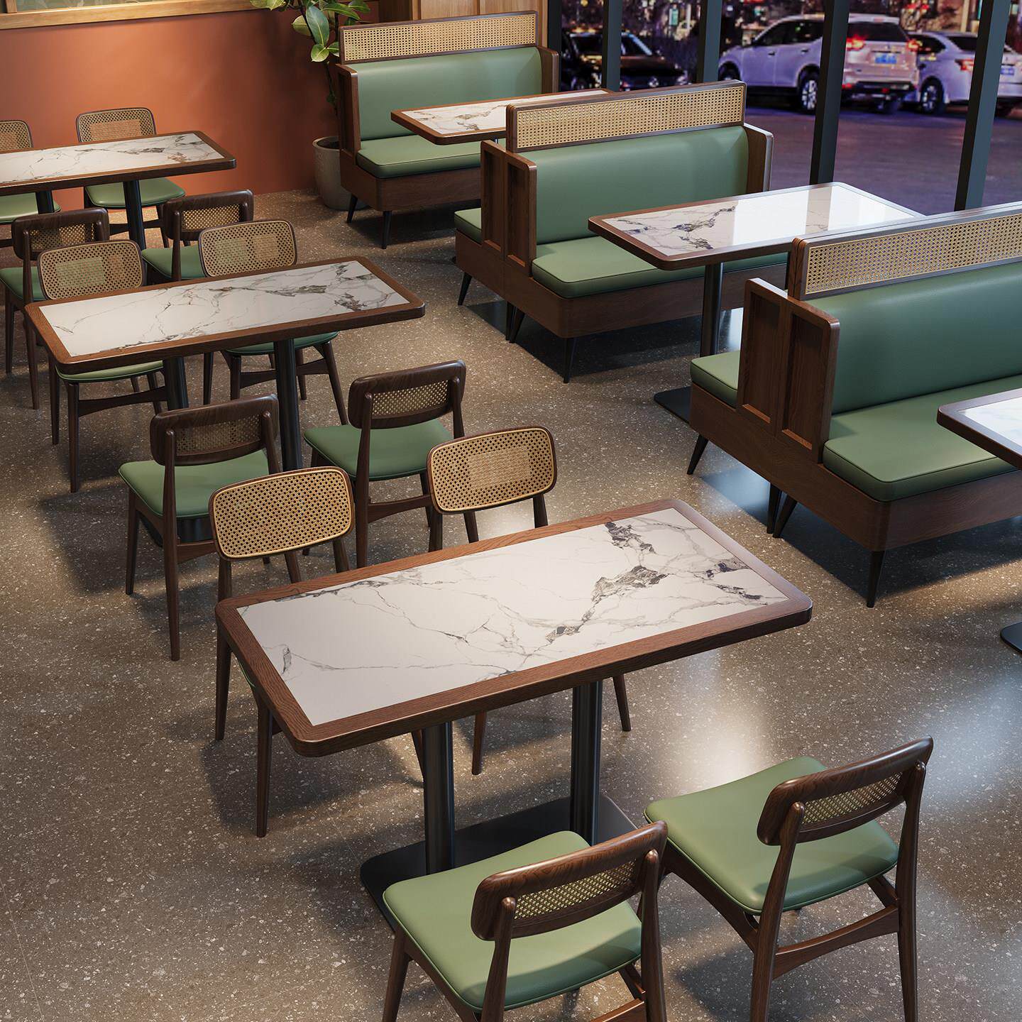 东南亚主题餐桌椅组合茶餐厅饭店餐饮店茶楼餐桌卡座沙发商用