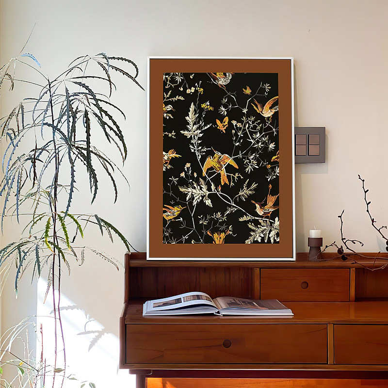 植物花卉美式复古卧室装饰画法式中古艺术客厅挂画ins风餐厅摆画图片