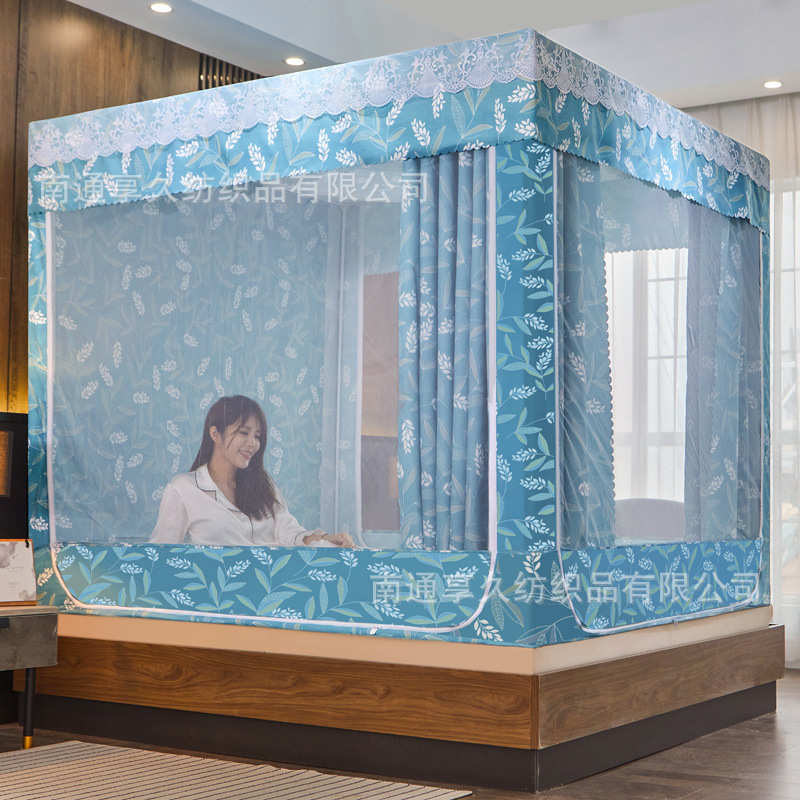 防尘防蚊帐床家用坐床帘遮光支架方形新款摔幔学生风加厚儿童公主