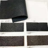 1.4MM荔枝纹现货牛纤皮黑色十字纹可提供GRS证可压印logo再生皮革