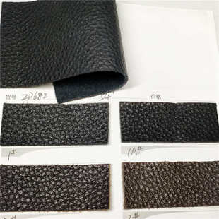 1.4MM荔枝纹现货牛纤皮黑色十字纹可提供GRS证可压印logo再生皮革