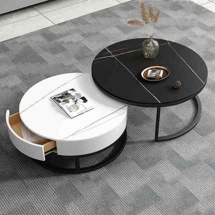 岩板现茶几简约代小33509石户茶型圆形几电视柜组合客厅家用大理