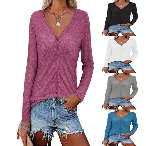 Women's single cardigan long sleeved shirt