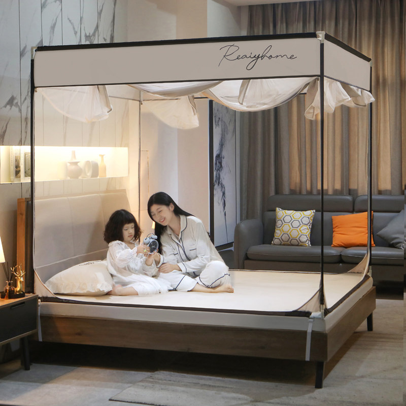 蚊帐家用拉链蒙古包2021新款方便拆洗双人儿童防摔支架固定可折叠